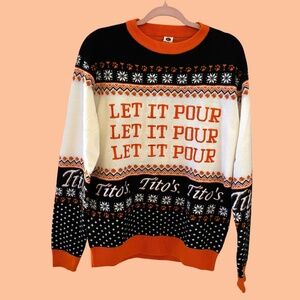 Tito’s Handmade Vodka Holiday Sweater “Let It Pour” | Size Small UNISEX